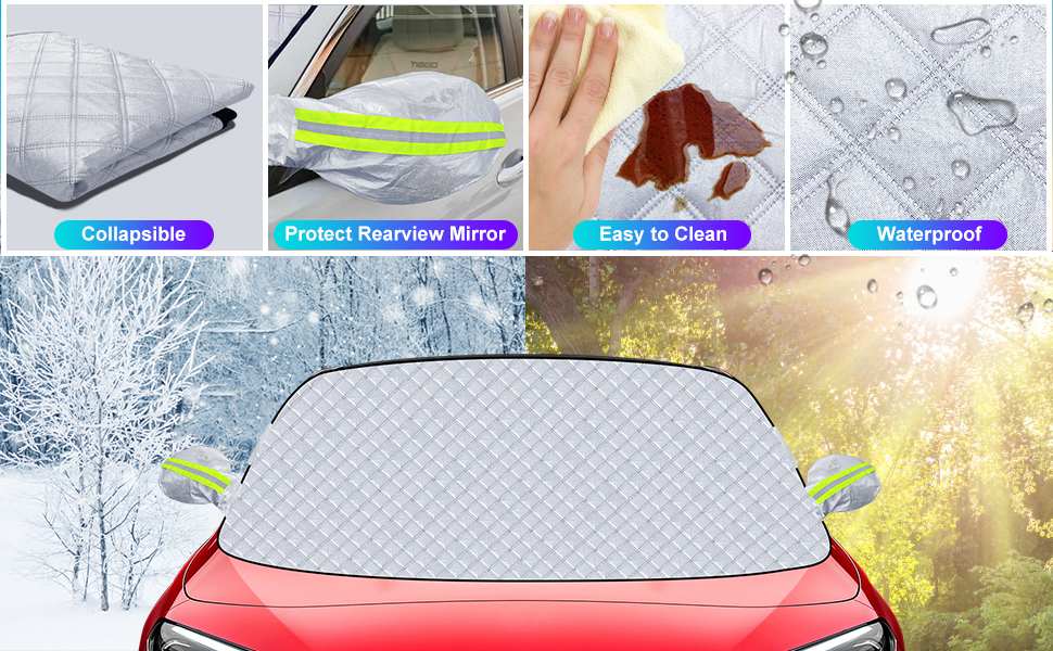 Mengine Windshield Snow Cover, Car Snow Windscreen Cover
