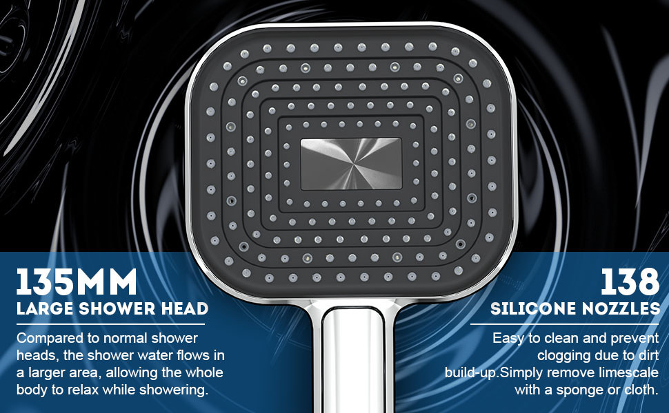 Shower Head, HassoKon High Pressure Shower Heads with 3 Spray Modes