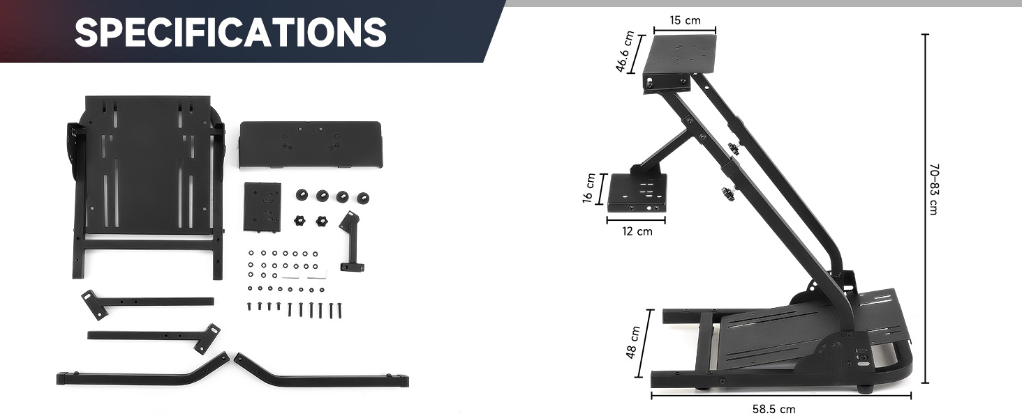 CO-Z Foldable Racing Steering Wheel Stand, Height Adjustable Gaming Wheel Stand with Gear Shift Holder, Simulator Cockpit Compatible with Logitech G920 G27 G25 G29 Thrustmaster T80 T150 TX F430 22 adjustable steering wheel stand