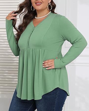 women plus size henley shirts