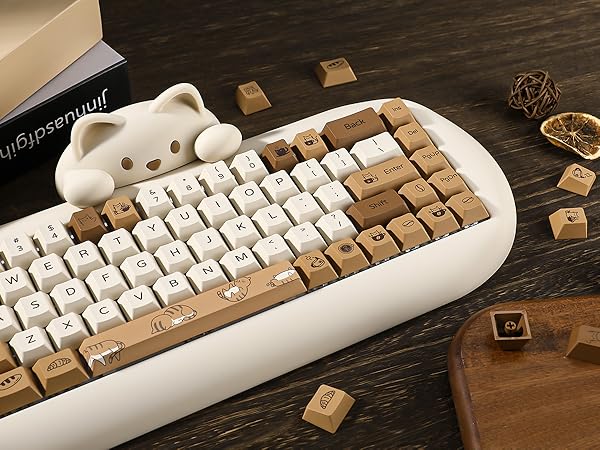 latte♡ YUNZII Coffee Cat Dye Sub PBT Keycaps,152 Full Keys Dye