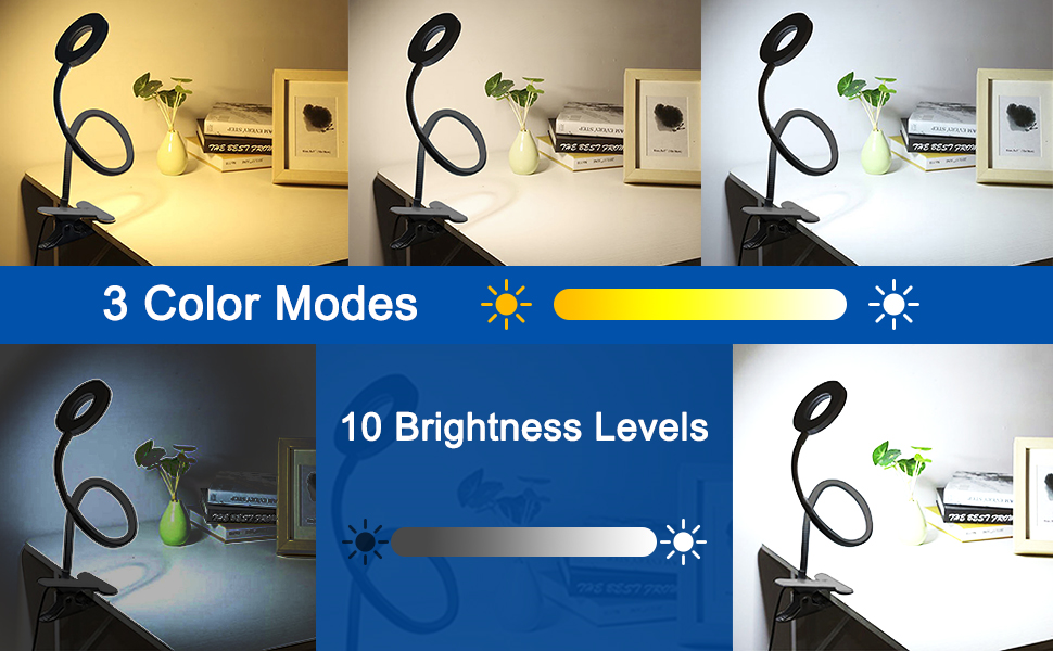 lishumei Clip on Light Reading Lights, 48 LED USB Desk Lamp