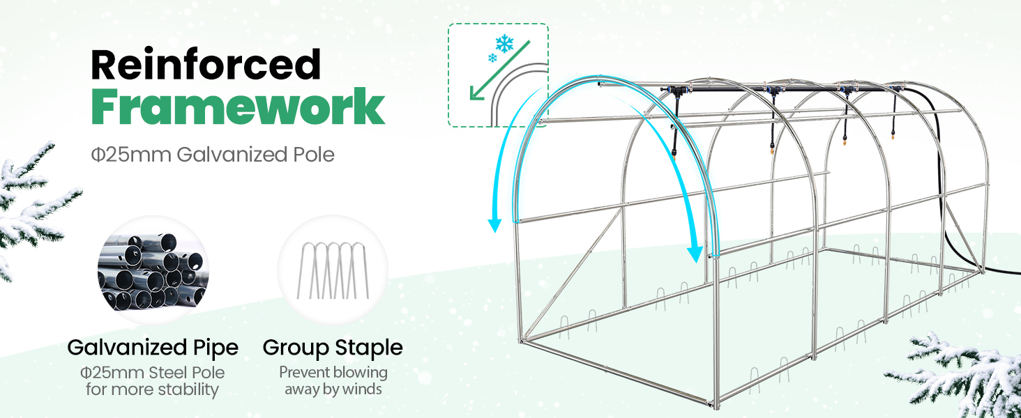 KING BIRD Upgraded 15x6.6x6.6FT Walkin Greenhouse w