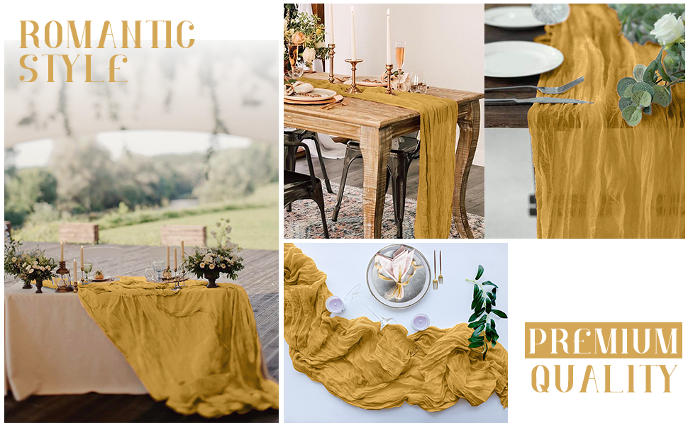 6 Pieces Mustard Yellow Cheesecloth Table Runner 10 Ft Cheese Cloth Gauze Table