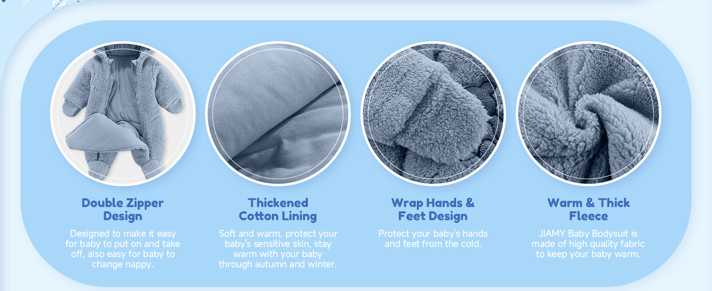 JiAmy Baby Snowsuit Hooded Romper Winter Outfits Boys Girls