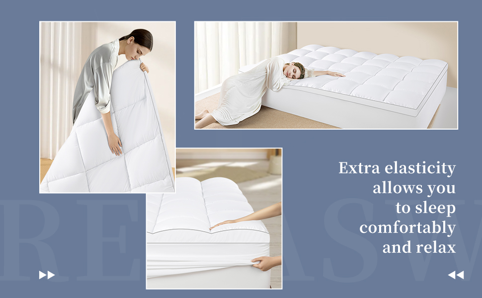 REDASW Mattress Pad King Size,Extra Thick Cooling Mattress Cover, Mattress Topper
