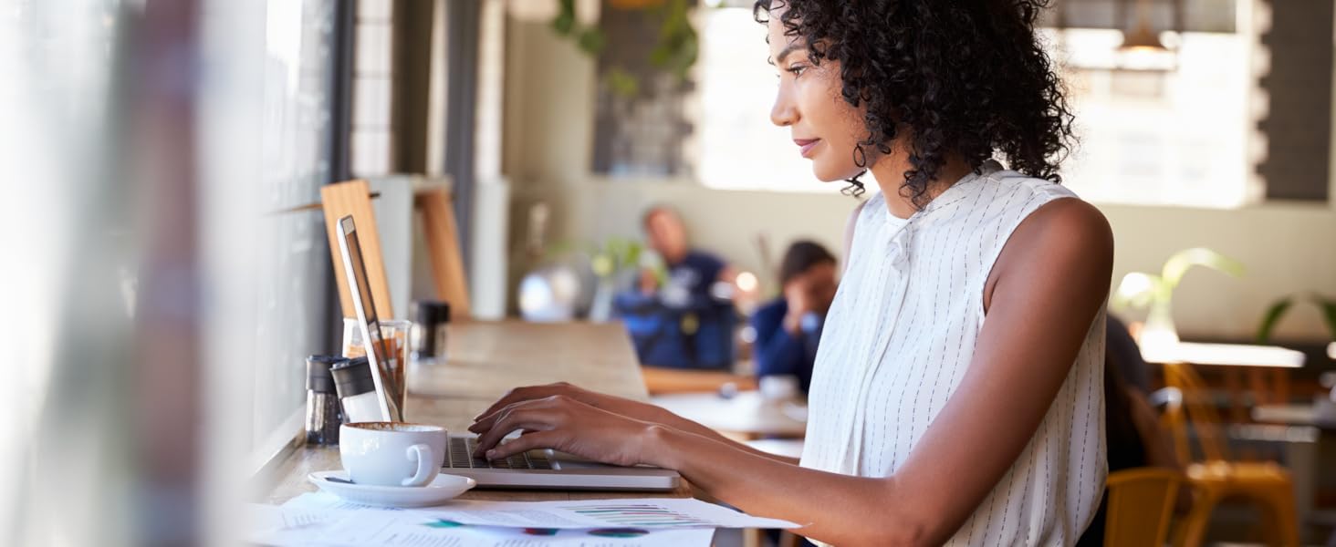 Female using computer