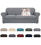 MAXIJIN 4 Piece Couch Covers for 3 Cushion Couch Super Stretch Non Slip Couch Cover for Dogs Pet ...
