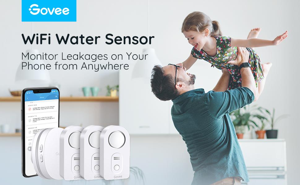 Govee WiFi Water Sensor 3 Pack, Water Leak Detector 100dB Adjustable