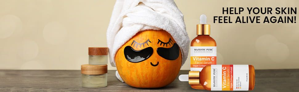 majestic pure vitamin c facial serum vegan collagen infused natural best top premium discoloration
