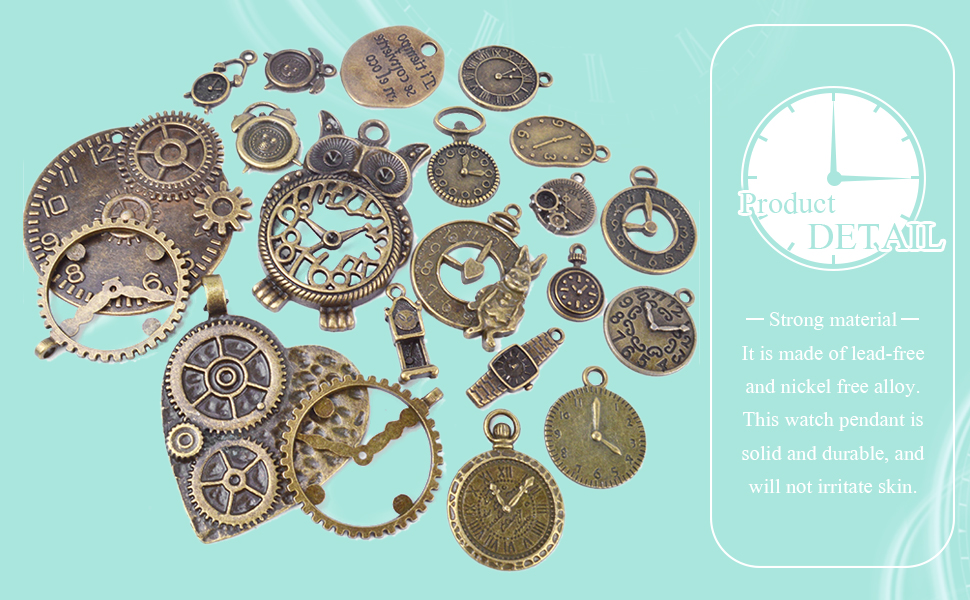 clock pendant charm