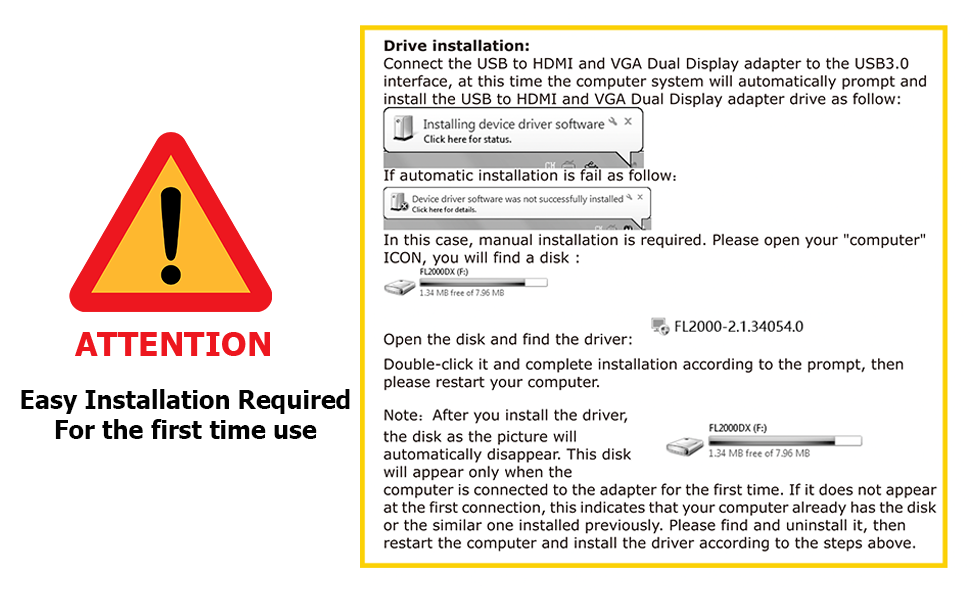 AROPANA USB 3.0 to HDMI VGA Converter, USB to HDMI VGA Sync Output, 4K HD 1080P MultiDisplay 2