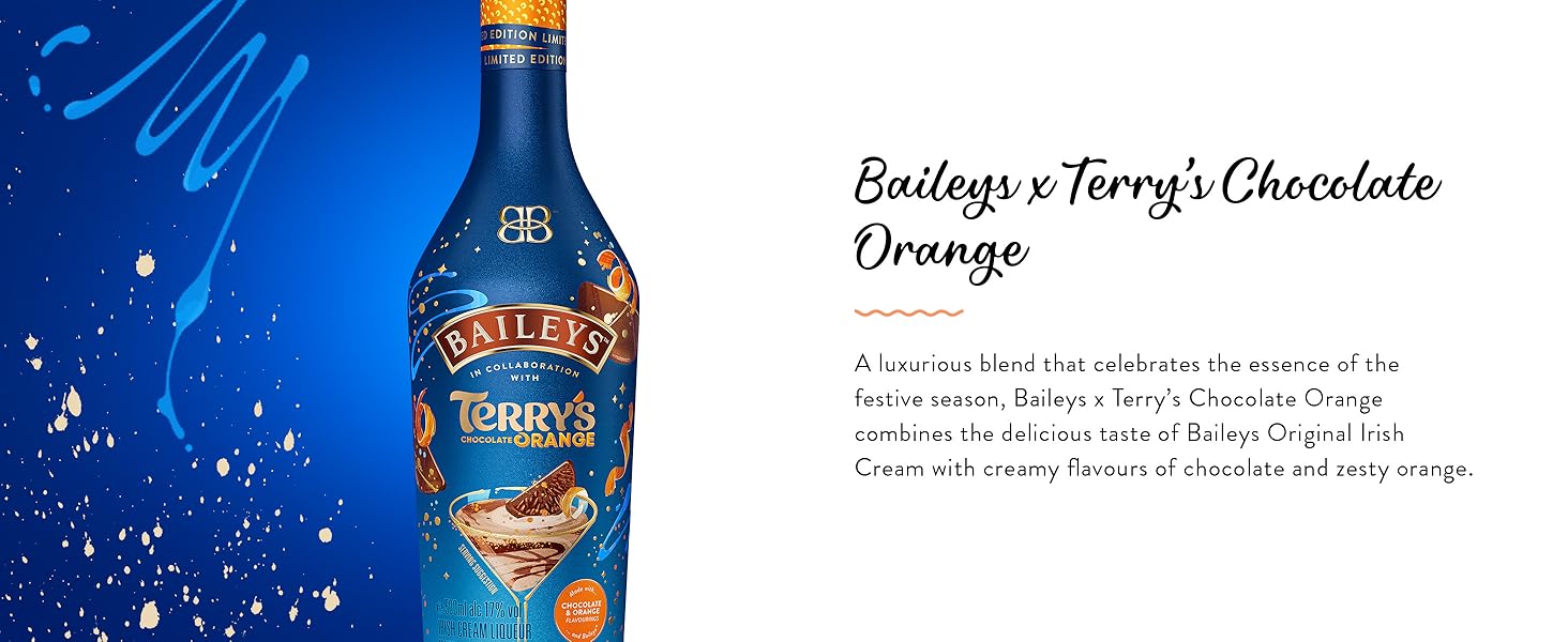 Text reads 'Bailey's Terrific Chocolate Charge'. Product packaging or marketing materials showing chocolate-related branding elements