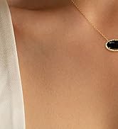 TLY Gold Necklace for Women Non Tarnish 14k Gold Plated Dainty Pendant Necklace Oval Gemstone Cry...