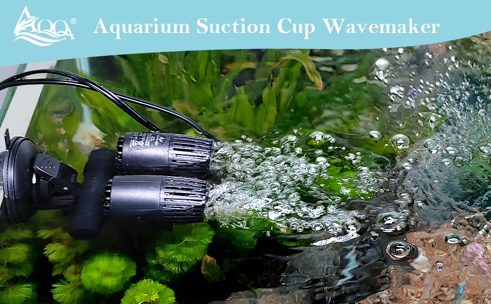AQQA Aquarium Wave Maker,8W/12W/20W/25W Suction Cup Fish Tank Double Powerhead Pump