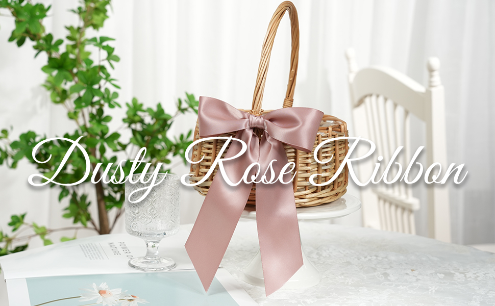 Amazon.com: DINDOSAL Dusty Rose Ribbon Double Face Satin Ribbon 2