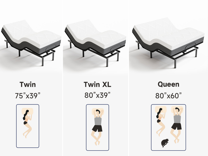 koorlian Adjustable Bed Frame Twin w/ 10 inch Memory Foam