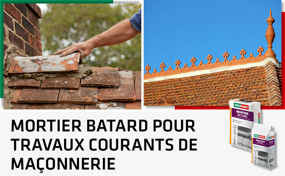 Parexlanko Mortier Bâtard Gris Pour le scellement de tuiles, les travaux courants de