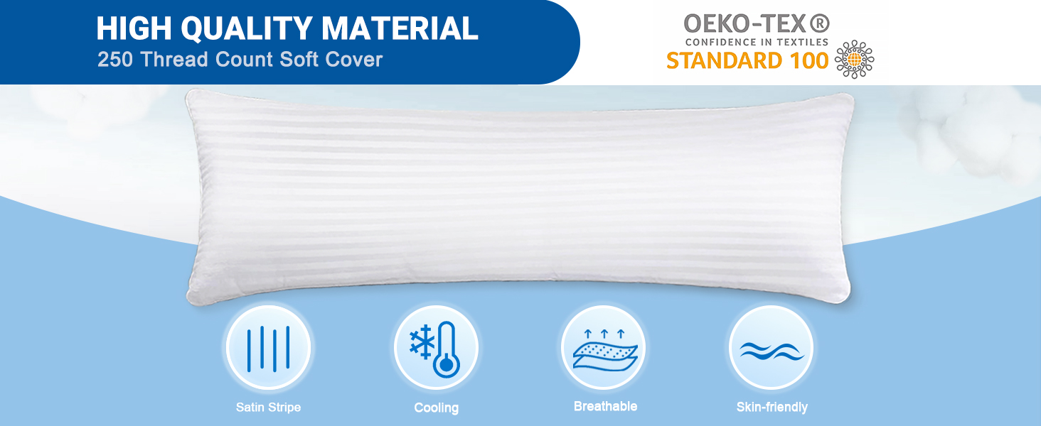 YUGYVOB Cooling Body Pillow for Adults Satin Stripe Full Body Pillow