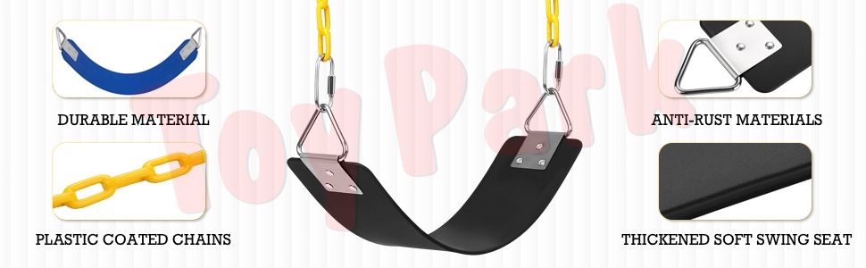 Toy Park Kids Premium Flexible Swing Seat Heavy Duty 60″ Chain Plastic Coated – Playground Swing Set Accessories with Snap Hooks (Green) Toy Park Kids Premium Flexible Swing Seat Heavy Duty 60″ Chain Plastic Coated – Playground Swing Set Accessories with Snap Hooks (Green)