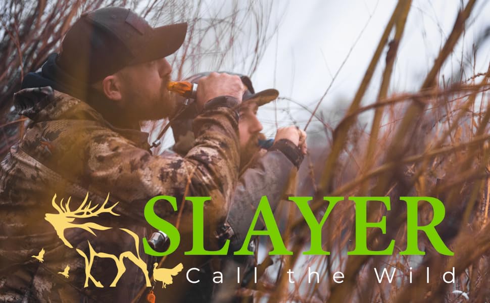 Two waterfowl hunter dressed in camo in marsh blowing duck calls duck call hunting gear calls