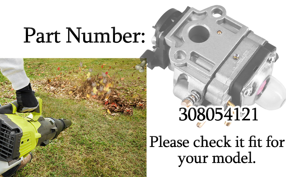 Carburetor Kits Fits for Ryobi Jet Fan RY25AXB 25cc Gas
