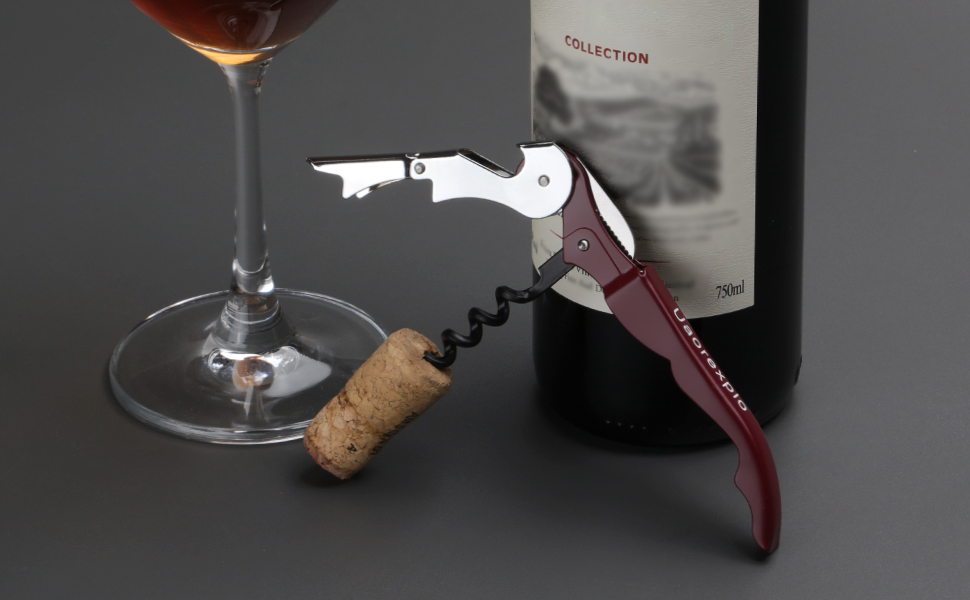 Uaorexplo Wine Key, Black&WineRed, 2PCS, Waiter Corkscrew Wine Opener Manual, Double