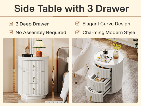 Amazon.com: Tribesigns 3 Drawers Nightstand Set of 2, No