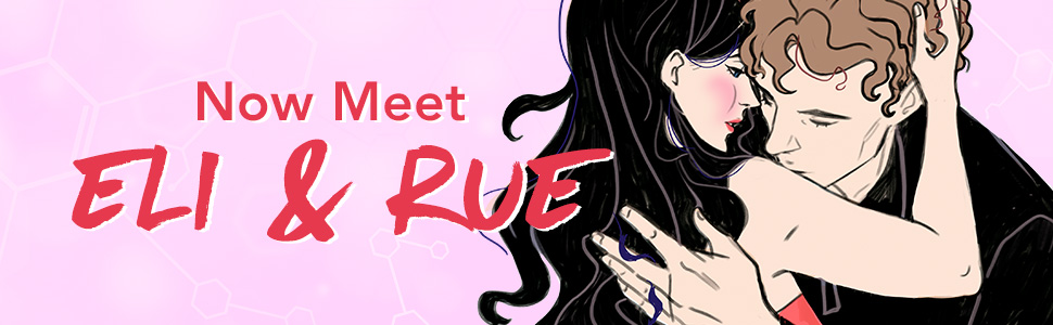 Now meet Eli & Rue in NOT IN LOVE by Ali Hazelwood. Illustration of two people embracing.