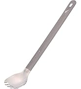 TOAKS Titanium Long Handle Spoon Spork with Polished Bowl Outdoor Camping Cutlery (SLV-14)