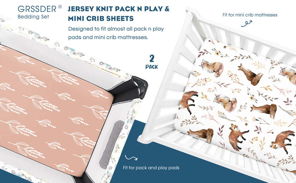 GRSSDER Stretchy Ultra Soft Jersey Knit Fitted Pack n Play