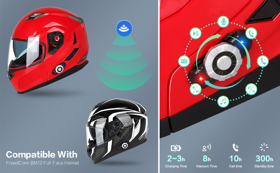 FreedConn 953 Bluetooth Integrated Full Face Motorcycle Helmet Bluetooth Helmet DOT Helmet Bluetooth