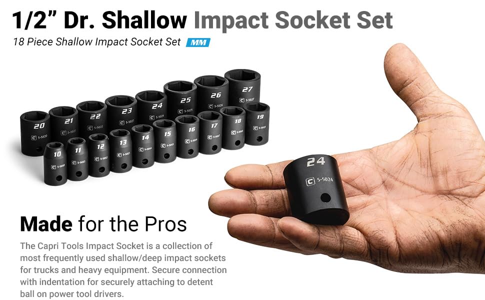 1/2" Dr. Shallow Impact Socket Set
