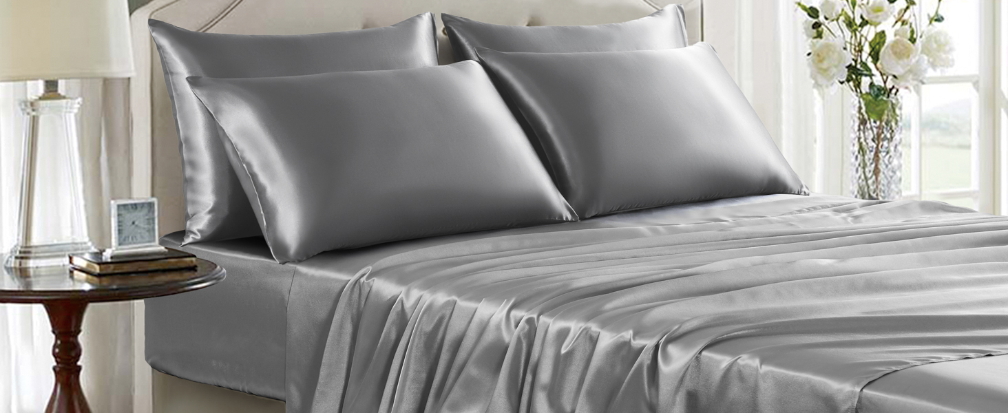 GOLAL Satin Sheets Queen Size 6 Pieces Luxury Silky Soft