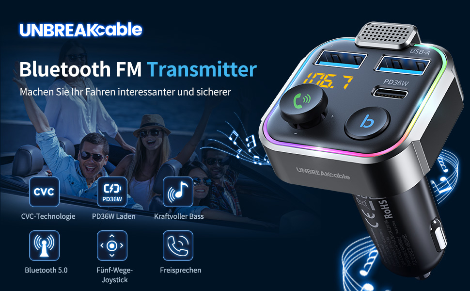 Bovon Bluetooth Fm Transmitter Auto Radio Adapter www.amazon.de