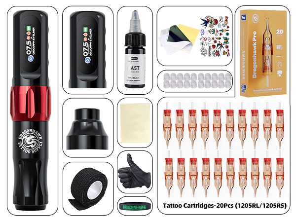 Amazon.com: Dragonhawk Atom2 Tattoo Kit Wireless Pro Gun