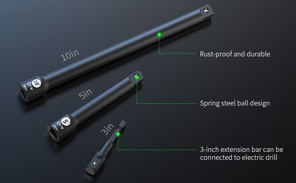 ginour 19PCS Drive Master Deep Impact Socket Set 1/2Inch, 8mm 24mm