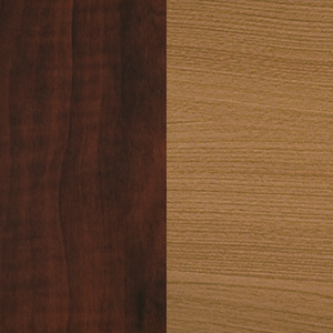 Reversible fan blade finish swatches in applewood and cherry.