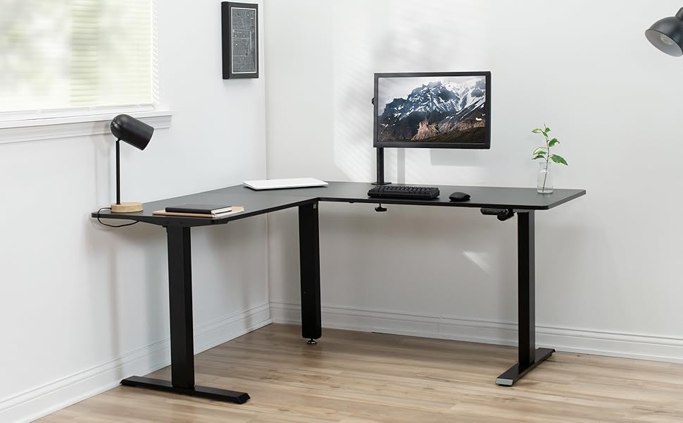 VIVO Electric Height Adjustable 63 x 55 inch Corner Stand