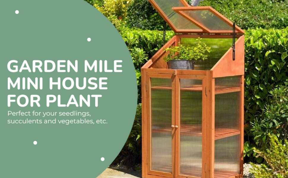 Garden Mile Wooden Mini Cold Frame Small Garden Greenhouse Growing