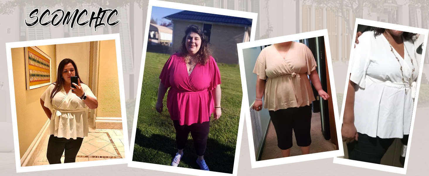 2023 summer plus size blouse for women peplum top belted shirt