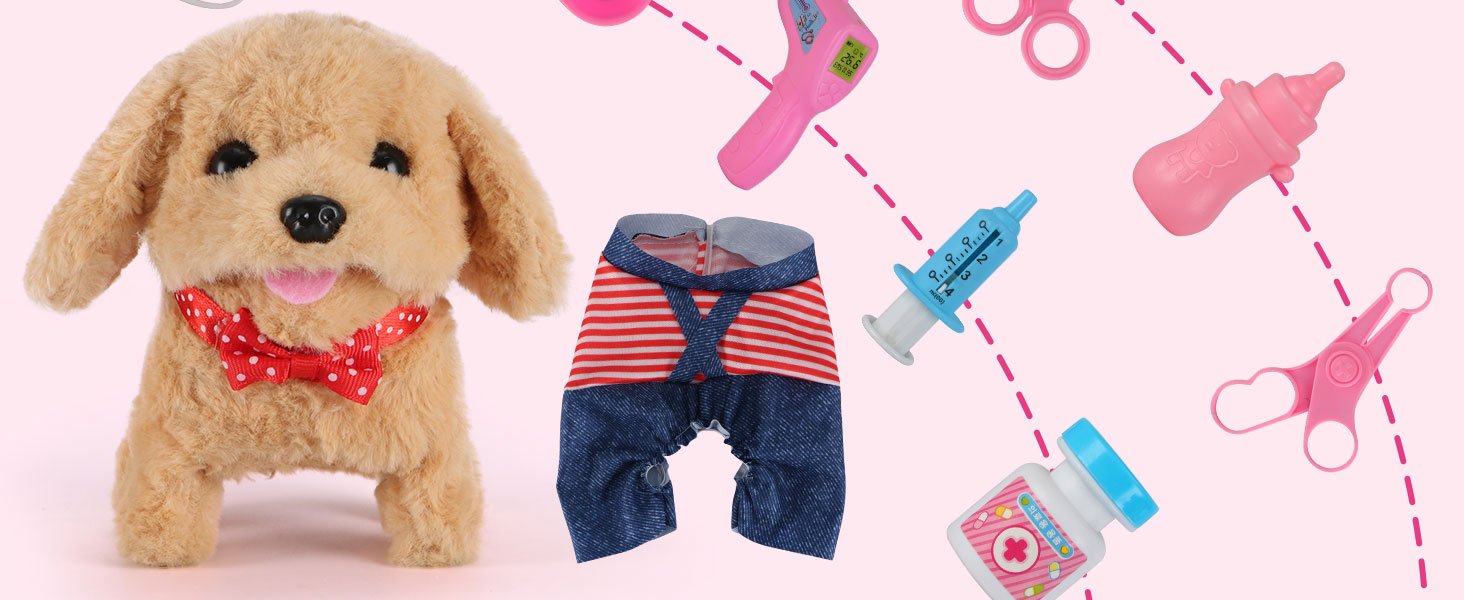 realistic puppy toy, interactive dog toys, barking dog toy,