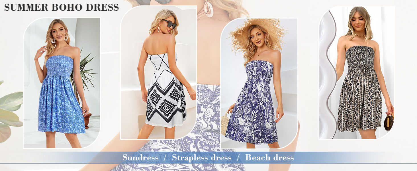 Summer Sleeveless Strapless Beach Sundress