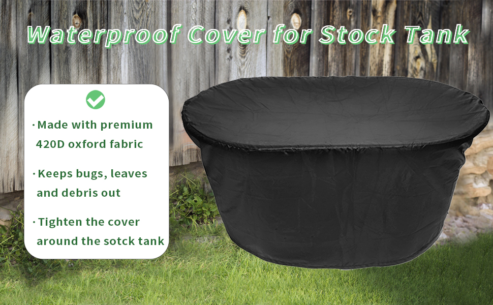 Stock Tank Cover for 100 Gallon, Oval Water Tank Cover, Made of 420D Waterproof and