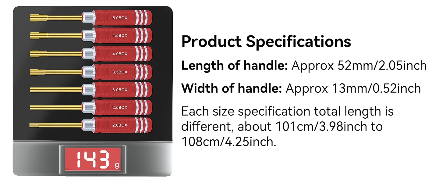 Craznick Hex Nut Driver Set RC Car Tool Kit 2.0mm 2.5mm 3