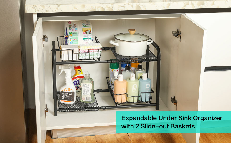 Expandable Under Sink Organizers and Storage, 2Tier