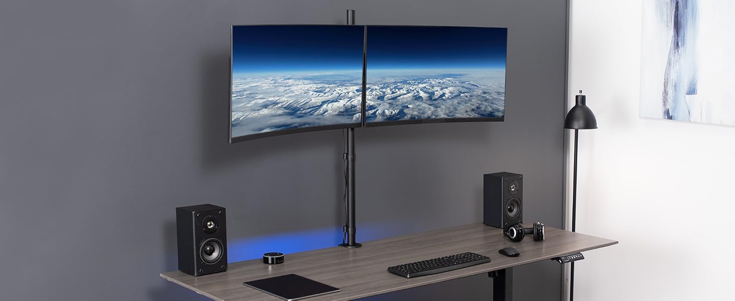 VIVO Dual Monitor Stand Up Desk Mount Extra Tall 99cm Pole, Fully