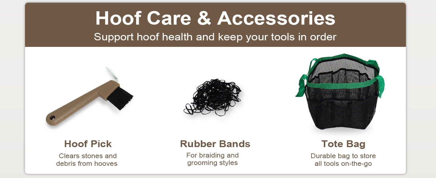 horse grooming bag set body brush mane comb curry scraper