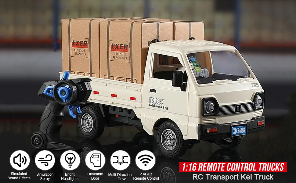 1:16 WPL D12 Kei Truck RC Car, 2.4Ghz Remote Control Rock