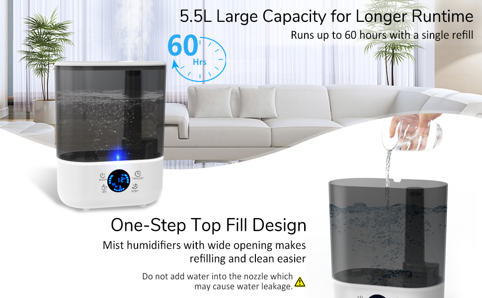 Humidifiers for Bedroom, 5.5L Ultrasonic Air Humidifier